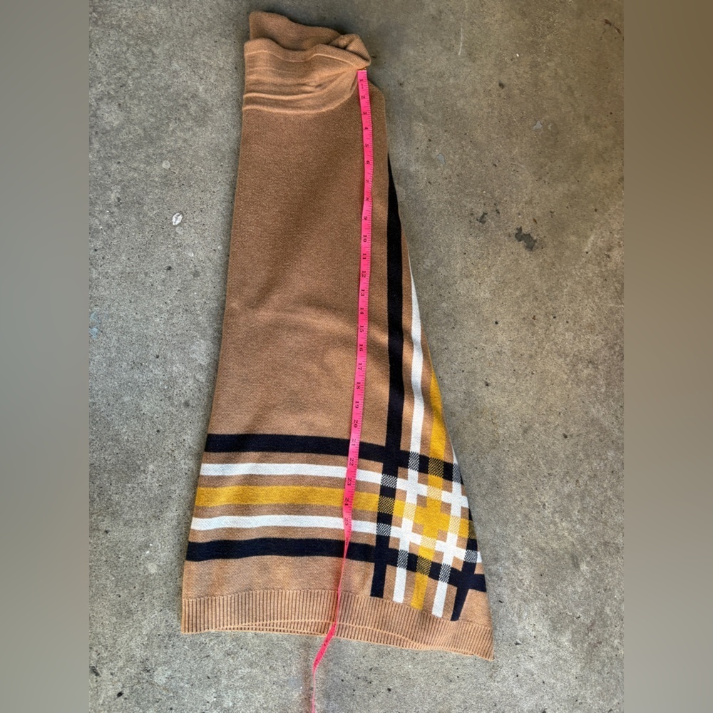 TALBOTS Sabrina poncho sweater preppy classic fall tan navy mustard EUC sz M/L - Picture 11 of 15